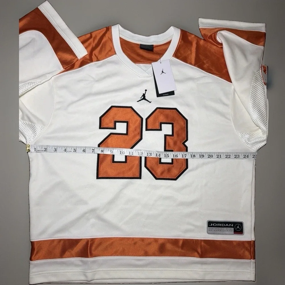 Men Size LARGE Jordan Brooklyn Collegiate Hockey Jersey White Orange HV0109-133
